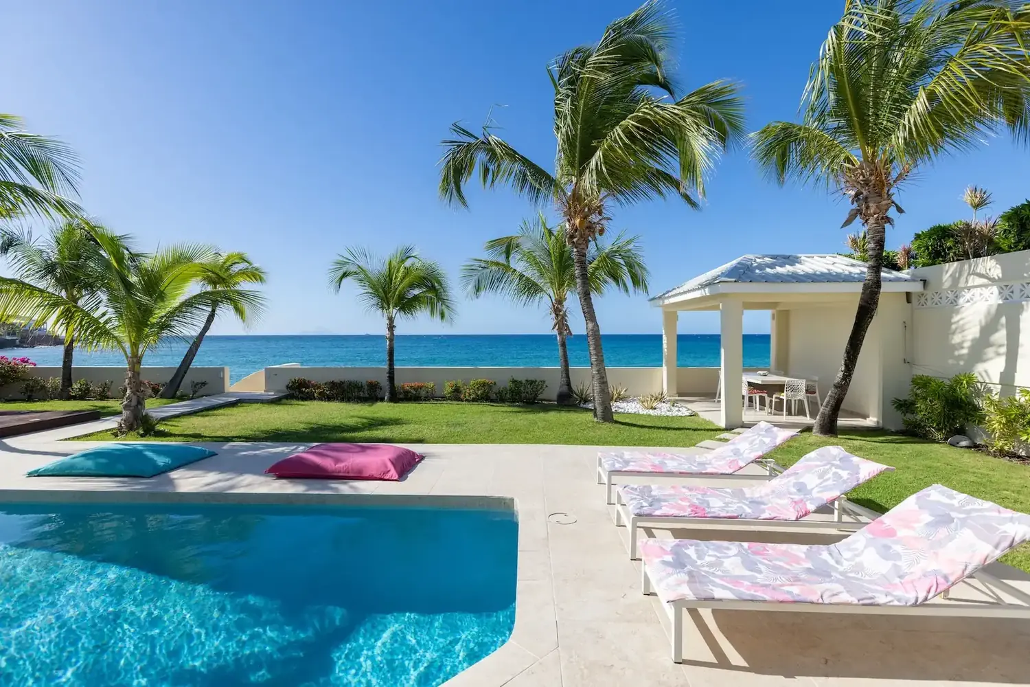 Sea-facing pool and garden near Simpson Bay