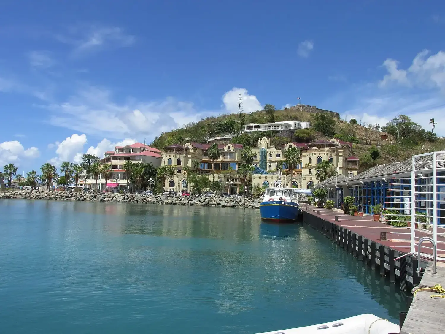 Marigot waterfront and Fort Louis in Saint Martin