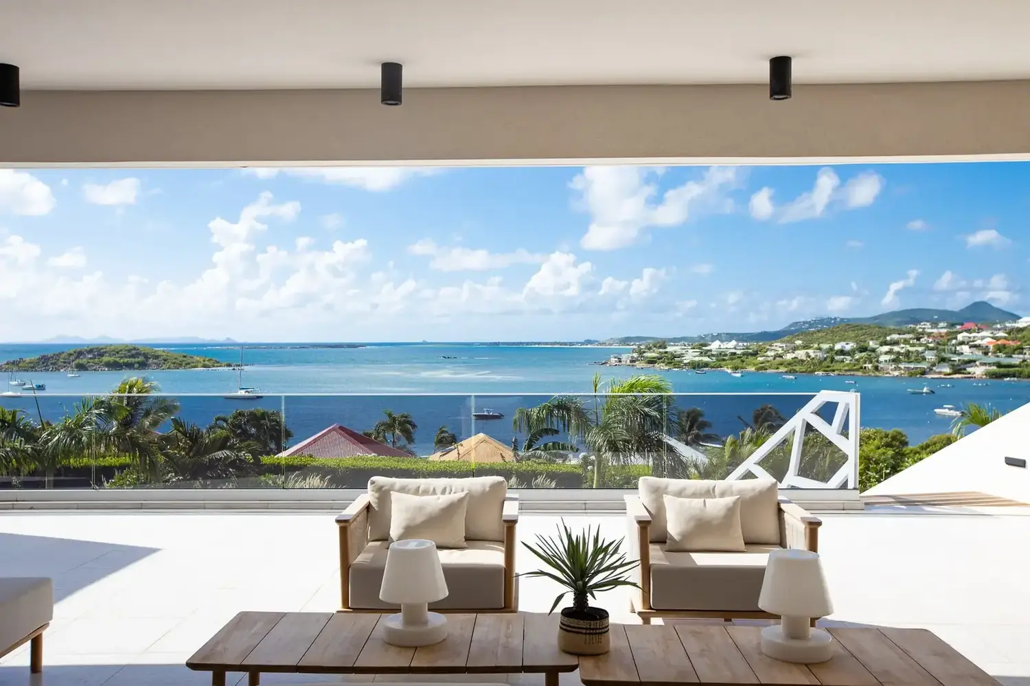 Lagoon and Pinel Island view from Villa Vogue Art in Cul-de-Sac
